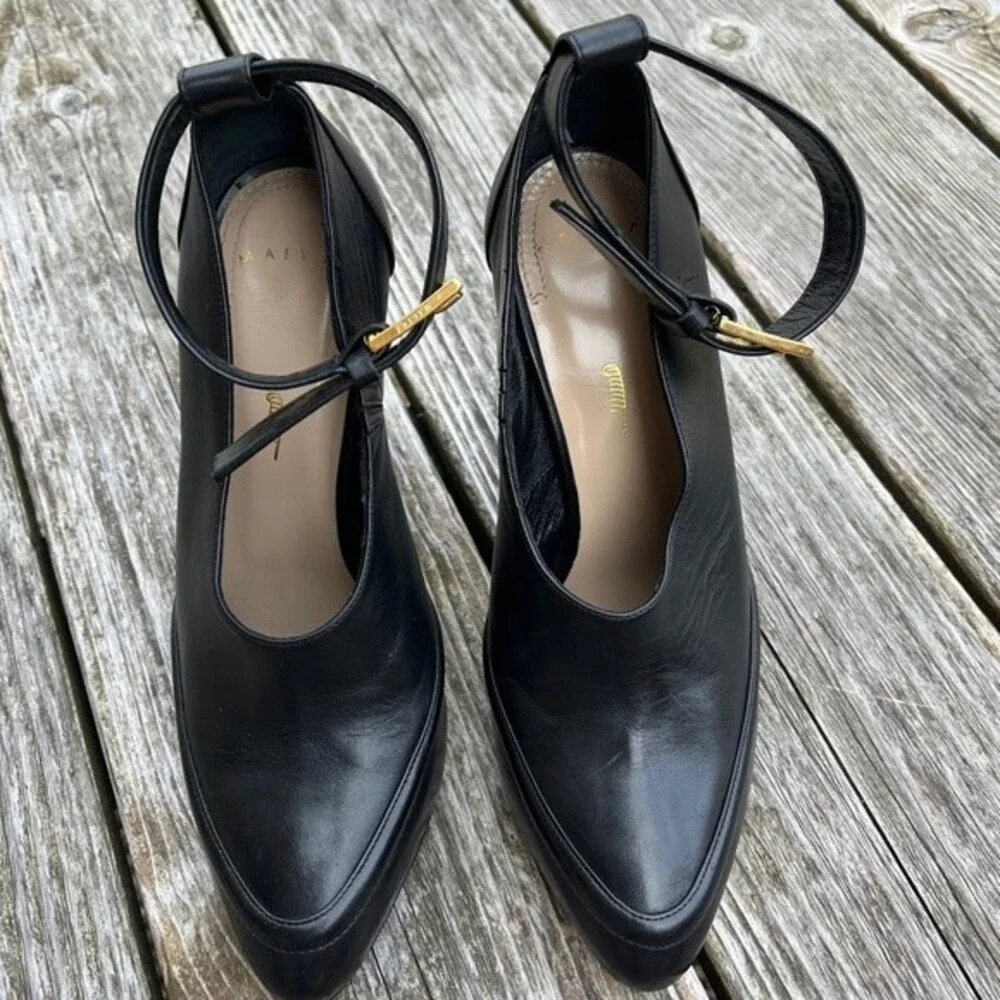 Maiyet Cecile Leather Ankle Strap Heels in Black 38